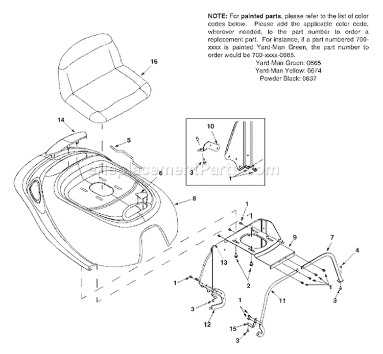 Page J Diagram and Parts List for 13B-325-401 2002 Yard Man Lawn Tractor